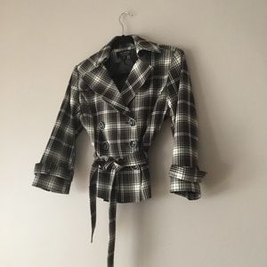 Short Plaid Double Breasted Jacket